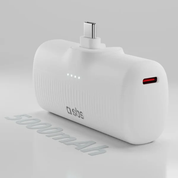 SBS EcoPower 5000 mAh 10W Powerbank with Built-in USB-C Port - Whiteeng