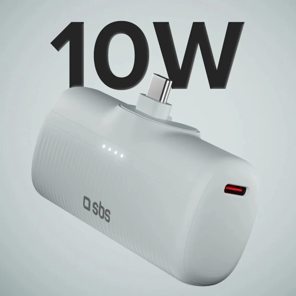 SBS EcoPower 5000 mAh 10W Powerbank with Built-in USB-C Port - Grayeng