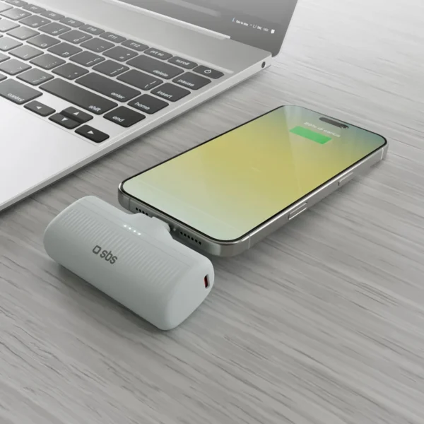 SBS EcoPower 5000 mAh 10W Powerbank with Built-in USB-C Port - Grayeng