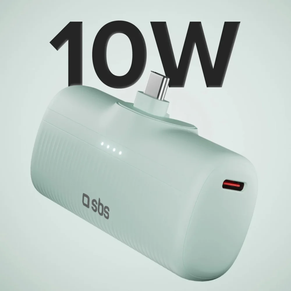 SBS EcoPower 5000 mAh 10W Powerbank with Built-in USB-C Port - Greeneng