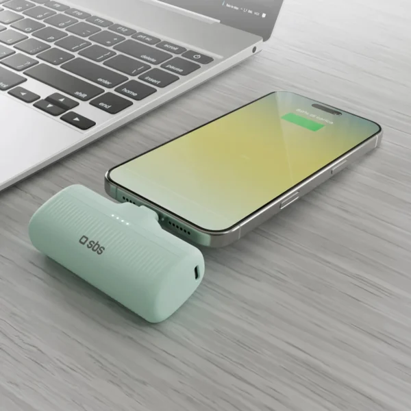 SBS EcoPower 5000 mAh 10W Powerbank with Built-in USB-C Port - Greeneng