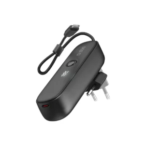 SBS Hybrid PD 20W 5000mAh Power Bank with Built-in Cable and Foldable Plug - Blackeng