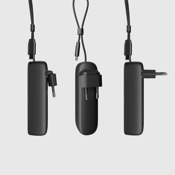 SBS Hybrid PD 20W 5000mAh Power Bank with Built-in Cable and Foldable Plug - Blackeng