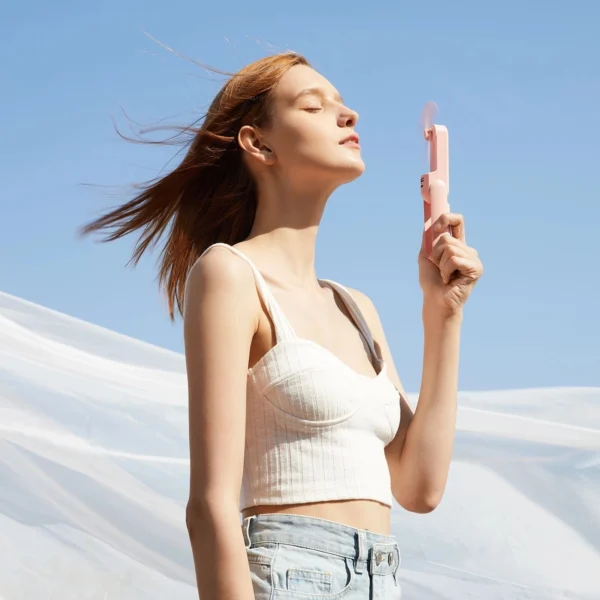 Jisulife Handheld Fan Life8 Plus Portable USB Fan with Power Bank Function 4500mAh and Flashlight - Pinkeng