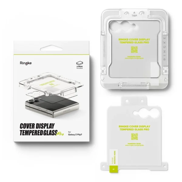 Ringke Cover Display Easy Slide Tempered Glass 2-pack for Samsung Galaxy Z Flip 7 - Transparenteng