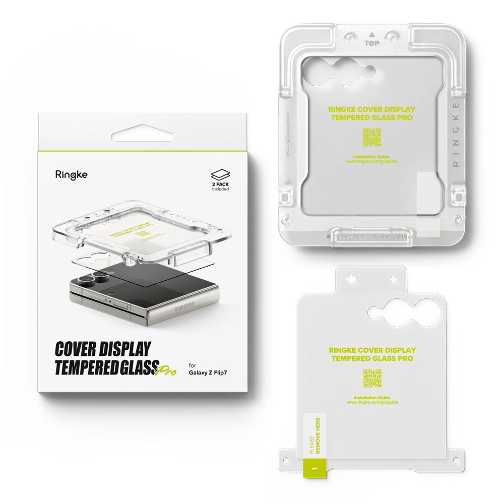 Ringke Cover Display Easy Slide Tempered Glass 2-pack for Samsung Galaxy Z Flip 7 - Transparenteng
