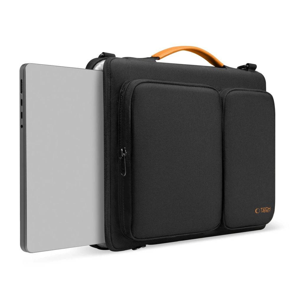Tech-Protect Defender Bag for Laptop 13-14 - Black and Orangeeng