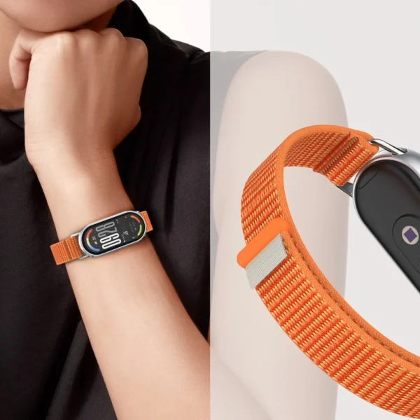 Tech-Protect Nylon Pro Strap for Xiaomi Smart Band 8/9/10/NFC - Black and Orangeeng