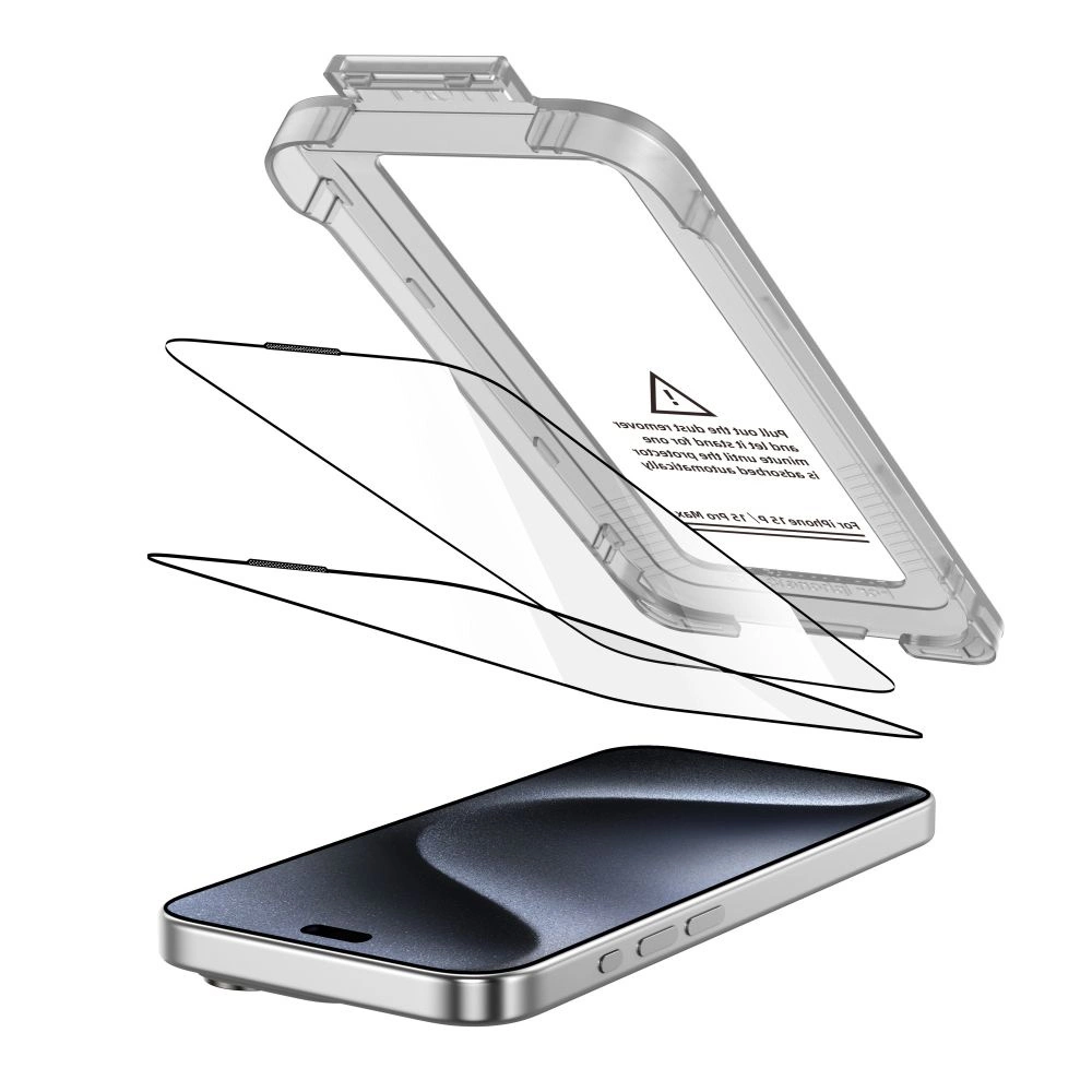 Tech-Protect Quick Set+ 2-pack tempered glass for iPhone 15 Pro - blackeng