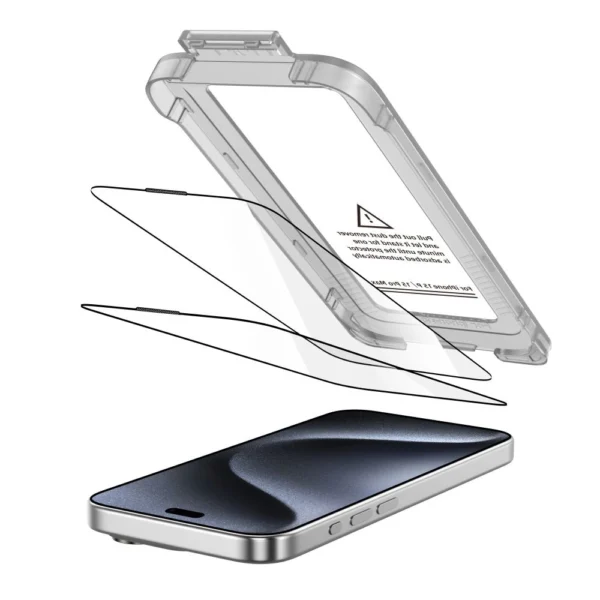 Tech-Protect Quick Set+ 2-pack tempered glass for iPhone 15 Pro Max - blackeng