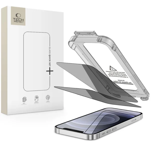 Tech-Protect Quick Set Spy+ Privacy Glass 2-pack for iPhone 12 / 12 Proeng