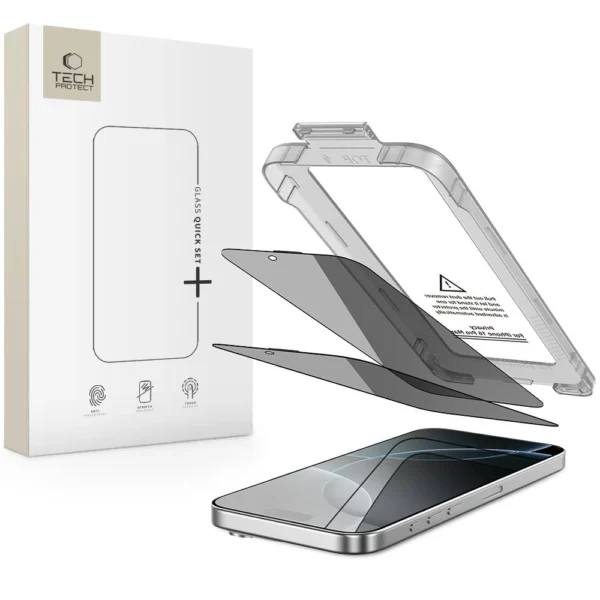 Tech-Protect Quick Set Spy+ Privacy Glass 2-pack for iPhone 16 Pro Maxeng