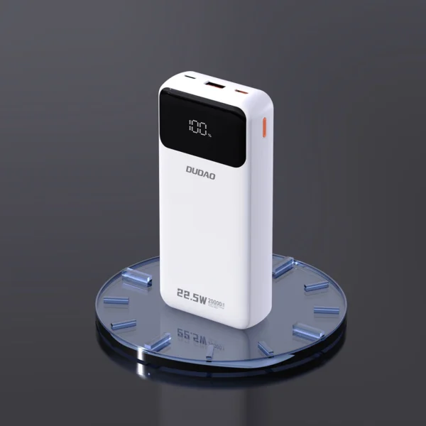 Dudao K15Pro Power Bank 20000mAh 22.5W PD USB-C / USB-A / Built-in Lightning and USB-C Cables - Whiteeng