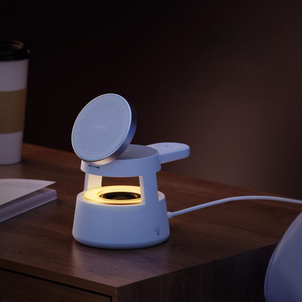 DUZZONA W23 5-in-1 Magnetic Wireless Charging Station with Bluetooth Speaker