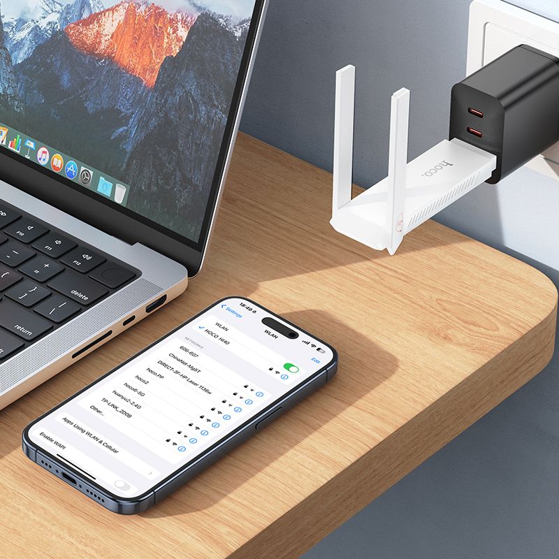 Portable wireless router USB A Hoco WiFi HI40 white