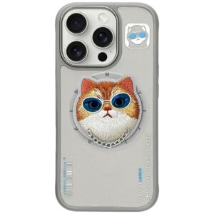 NIMMY case GLASSES COOL CAT compatible with MagSafe for IPHONE 16 Pro Max gray