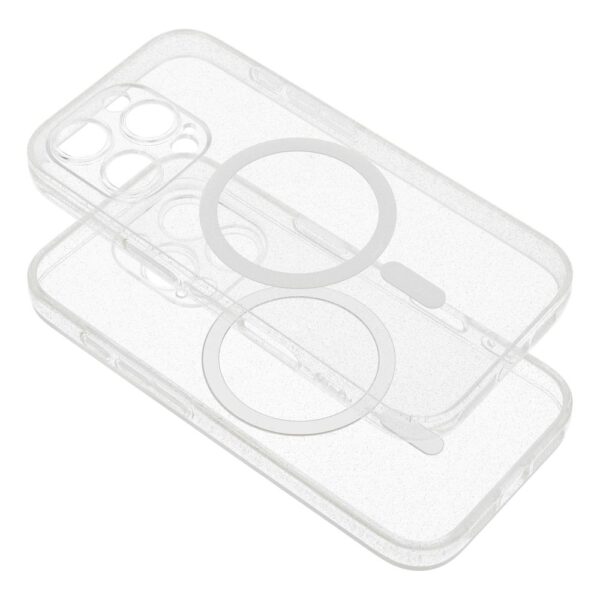 CLEAR MAG COVER case with camera protection compatible with MagSafe for IPHONE 17 Pro Max transparent glitter