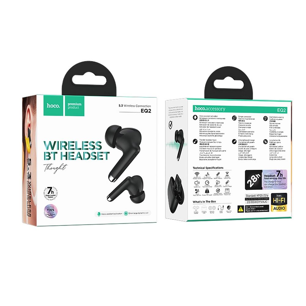 HOCO wireless bluetooth earphones TWS EQ2 black