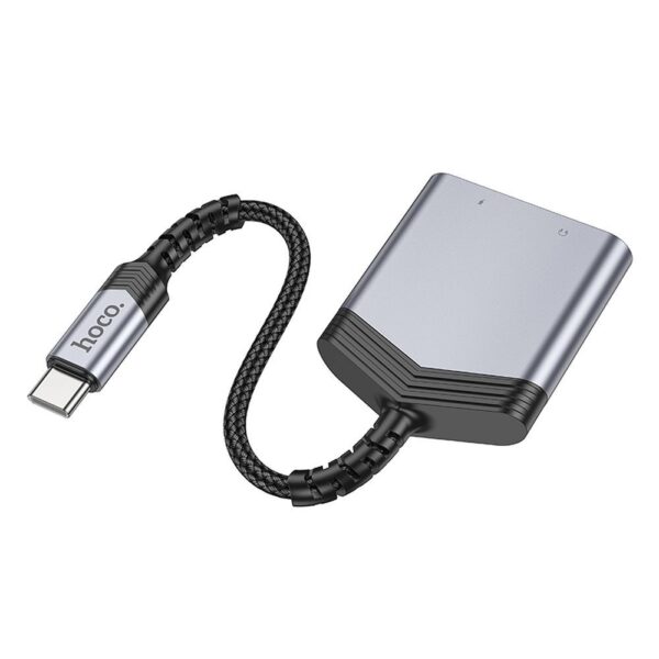HOCO adapter AUX 2in1 Type C to Type C / Jack 3,5 mm 27W LS39 metal gray