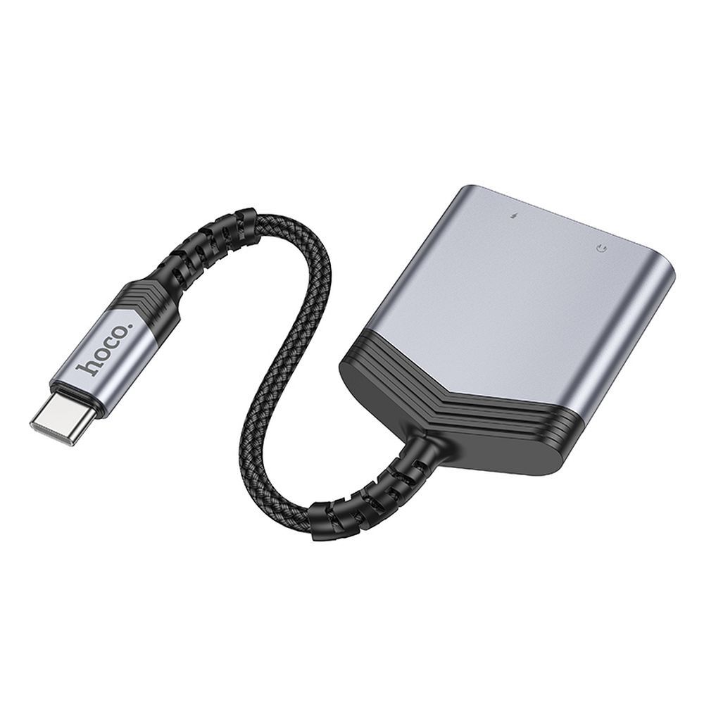 HOCO adapter AUX 2in1 Type C to Type C / Jack 3,5 mm 27W LS39 metal gray