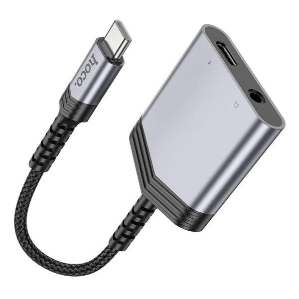 HOCO adapter AUX 2in1 Type C to Type C / Jack 3,5 mm 27W LS39 metal gray