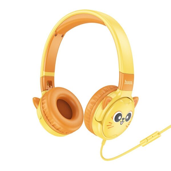 HOCO wire headphones Jack 3,5 mm for children with microphone W61 sun yellow