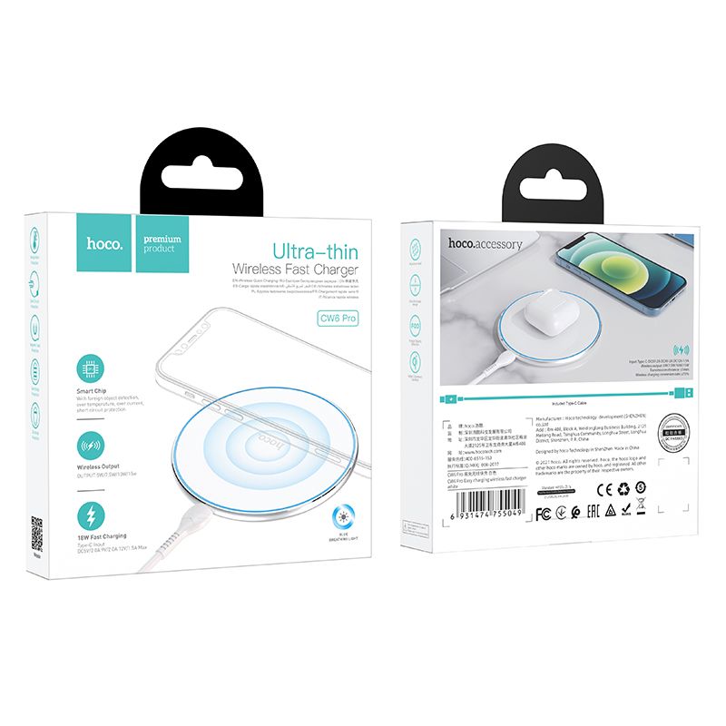 HOCO wireless charger with light 2A 15W CW6 Pro white