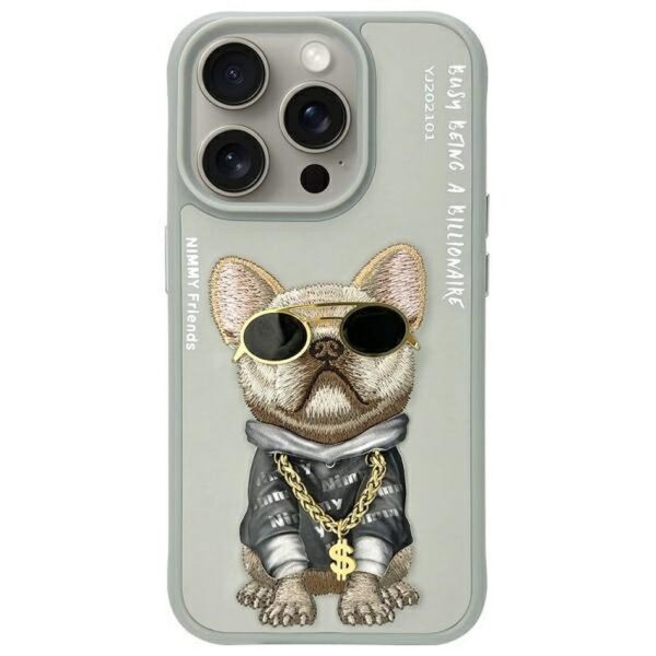 2800d32da1c157e2adcee314b6572416 NIMMY case GLASSES COOL DOG for IPHONE 15 Pro Max gray