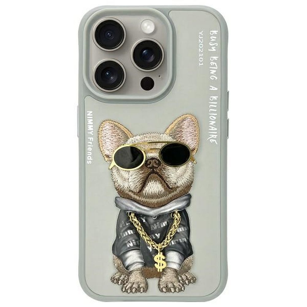 2800d32da1c157e2adcee314b6572416 NIMMY case GLASSES COOL DOG for IPHONE 15 Pro Max gray