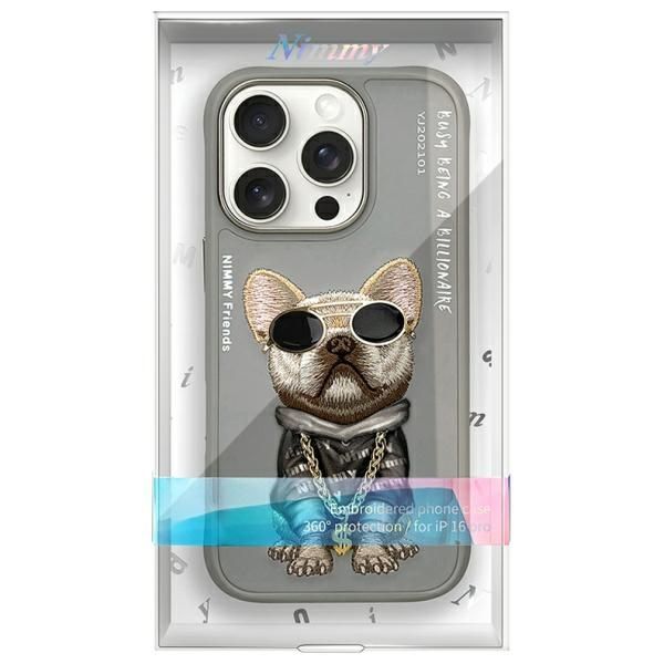 2855a628b16214f59f4f216ff3c9b2c7 NIMMY case GLASSES COOL DOG for IPHONE 16 Pro Max gray