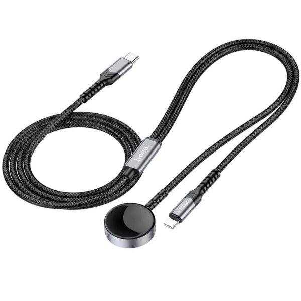 EOL HOCO wireless charger 2in1 Type C for Apple Watch + charging cable Lightning PD QC 3A CW54 1,2 m black