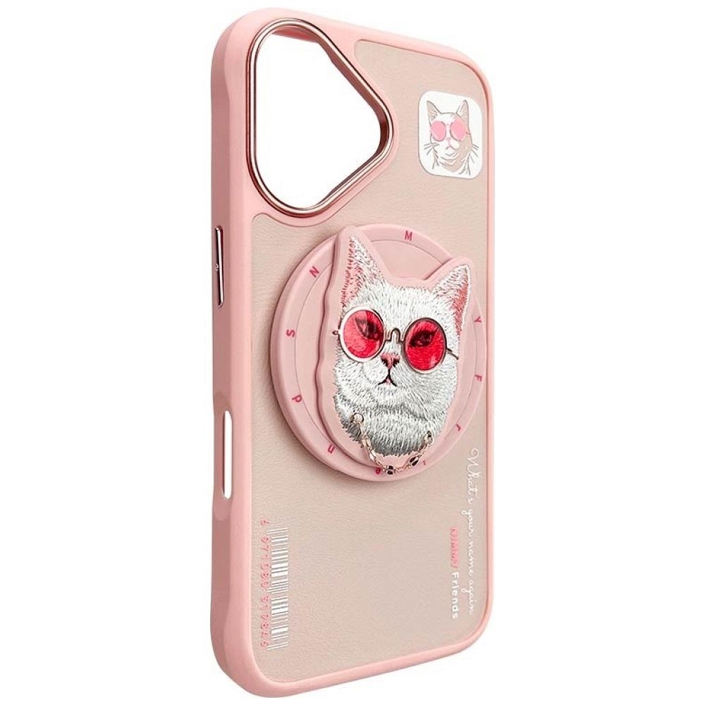 2c2a15e29338c4f85a540c7df5a49cdf NIMMY case GLASSES COOL CAT compatible with MagSafe for IPHONE 16 pink