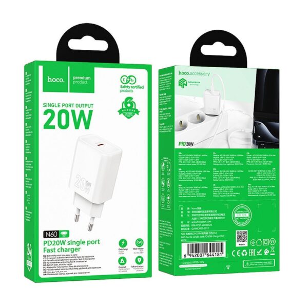 HOCO wall charger Type C PD QC 20W N60 white