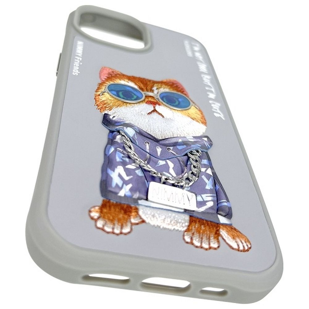 2fa7ef81e272c2416ba39880683f65d3 NIMMY case GLASSES COOL CAT for IPHONE 15 gray