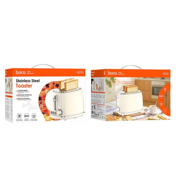 30f552b9fcda257c04770b25e5dabcc9 HOCO Retro toaster 850W HE50 milky white