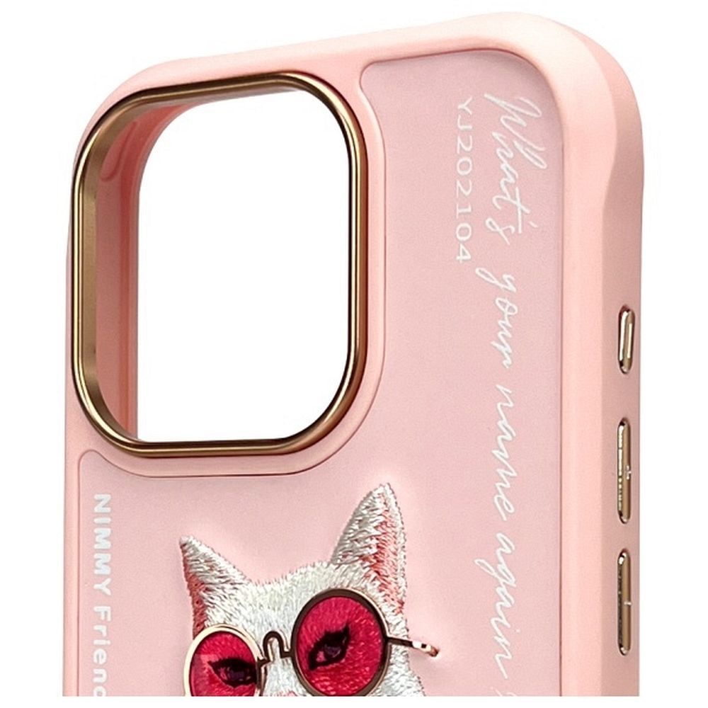 NIMMY case GLASSES COOL CAT for IPHONE 16 Pro pink