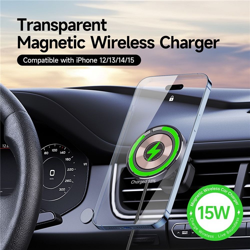 DUZZONA car holder with wireless charging for air vet compatible with MagSafe 15W V2 black