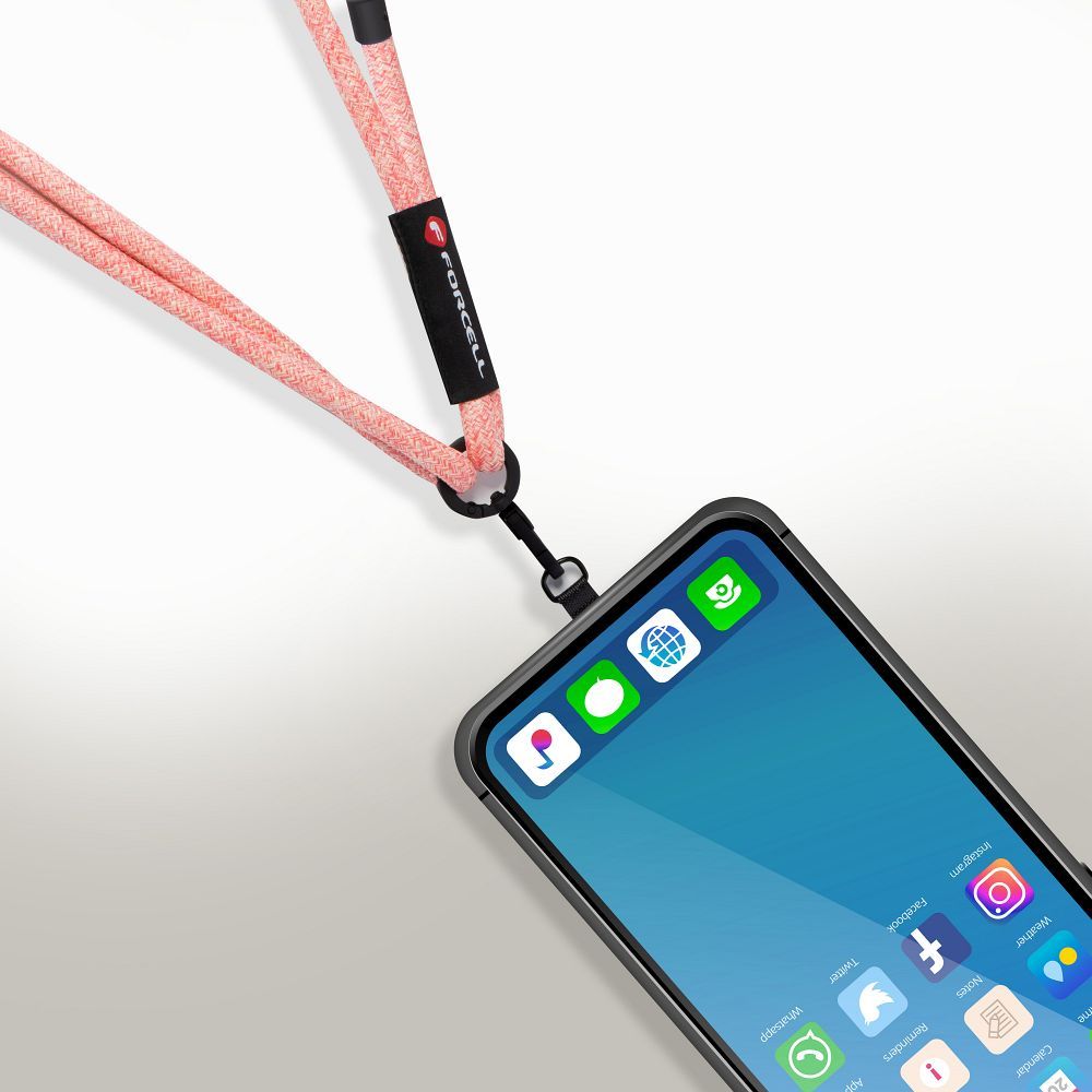 FORCELL F-DESIGN S10X165 crossbody phone lanyard with adjustable length (max 82,5cm in the loop) pink white