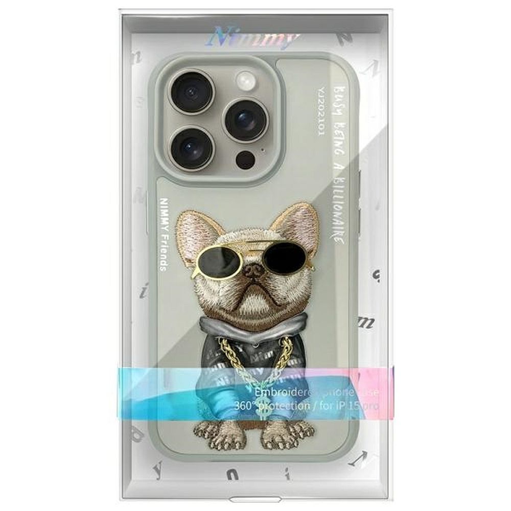 NIMMY case GLASSES COOL DOG for IPHONE 15 Pro gray