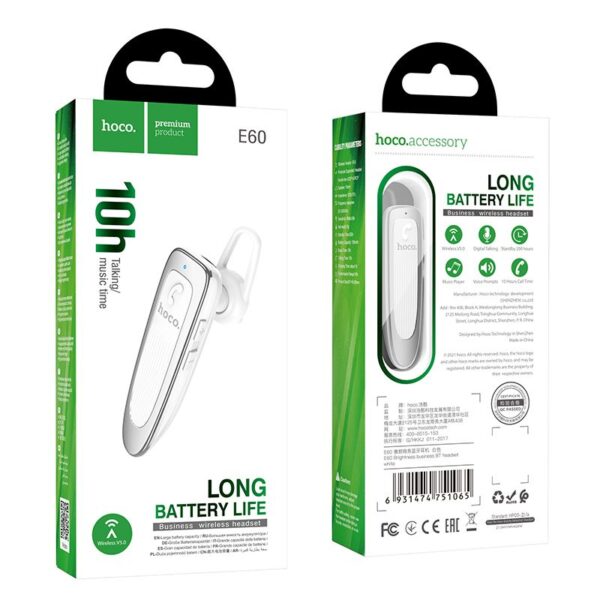 HOCO wireless bluetooth headset E60 white