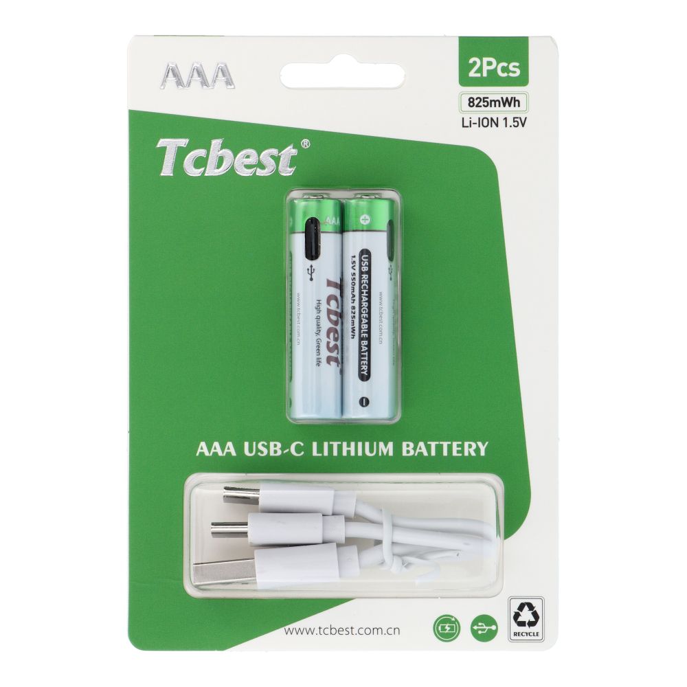 3b876f4a257fccfa430da53e6dbc5f3e TCBEST rechargable battery R3 (AAA) 550 mAh with socket Type C + cable USB A to 2 x Type C 2 pcs
