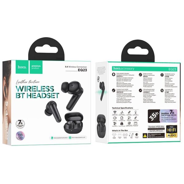 3b90ce75cdb62854a29e21576ebbda1e HOCO wireless earphones bluetooth TWS EQ23 black