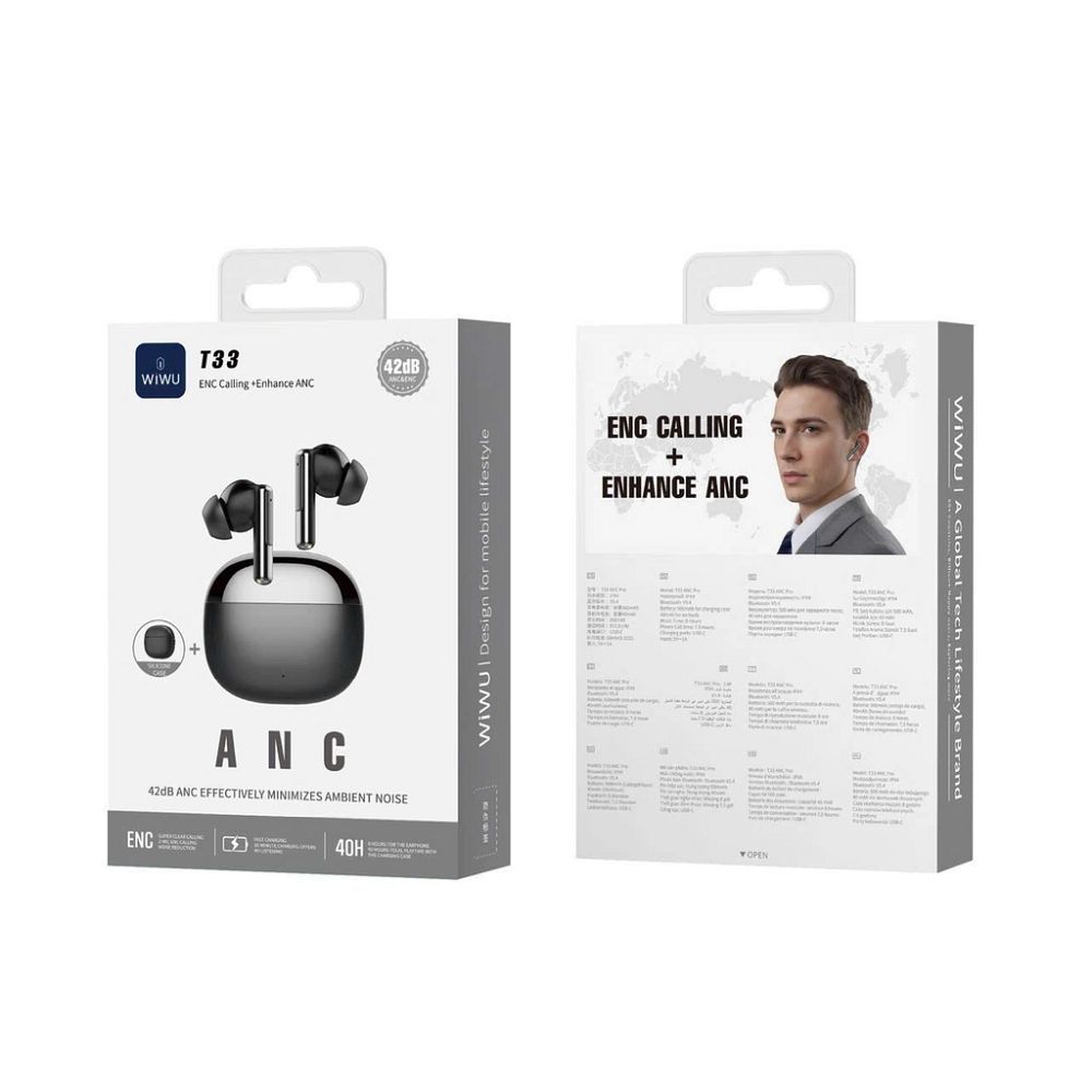 3cd5284035707fcf2d017abd88936450 WiWU - TWS Earphones T33 with ANC Pro function - black