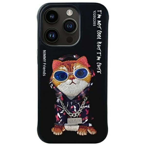 3e46940e663b34ab39bb2b4c4c31c415 NIMMY case GLASSES COOL CAT for IPHONE 15 Pro black