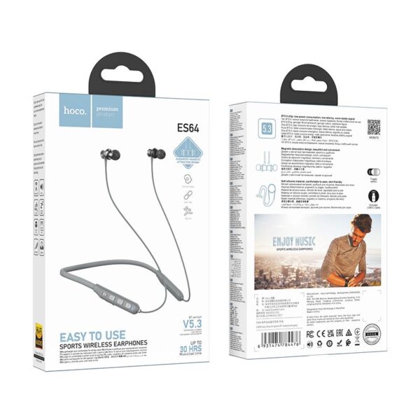 40fac33395ad5c0dc87d158129732fef HOCO wireless earphones bluetooth ES64 grey