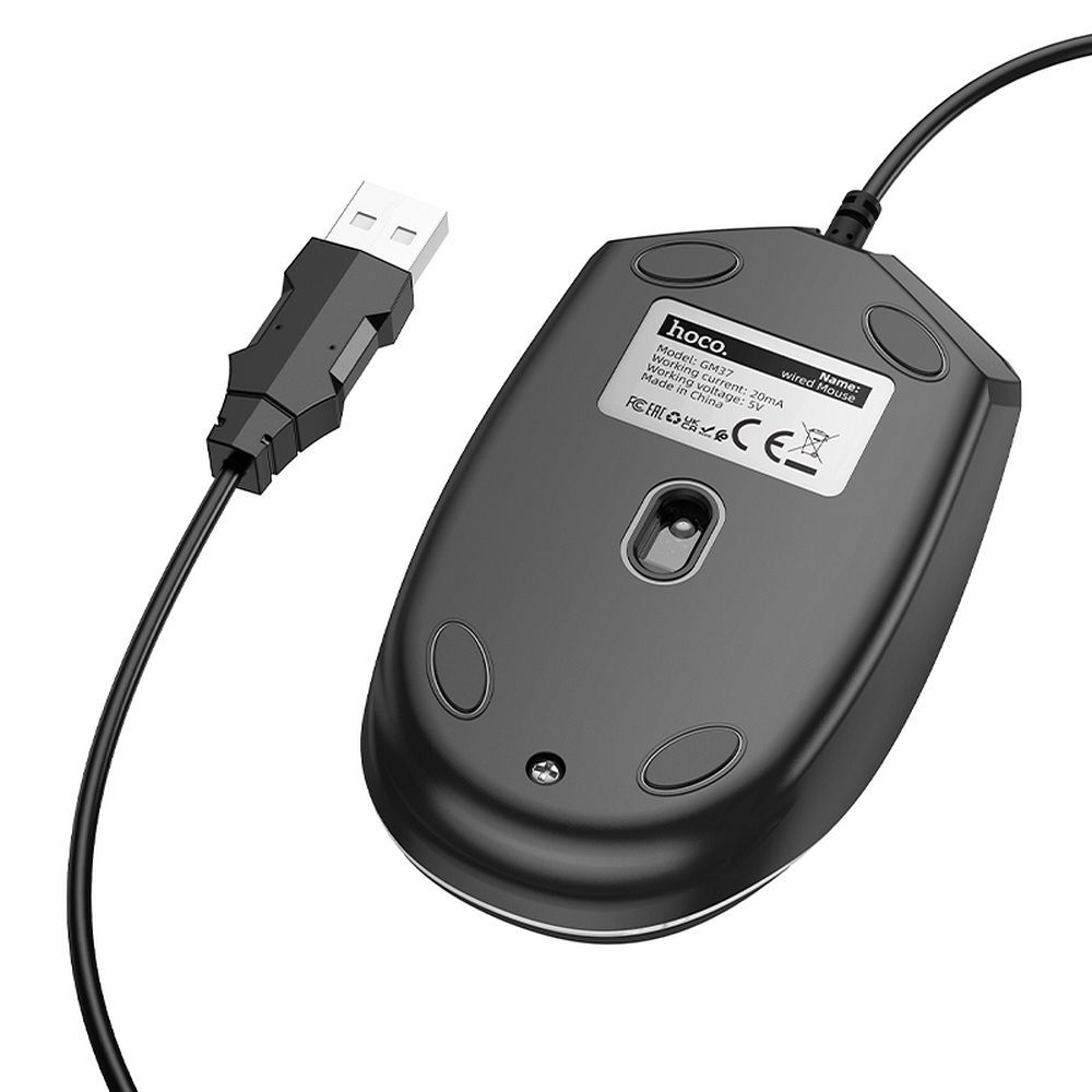 HOCO gaming wire USB A computer mouse 2400 dpi GM37 black