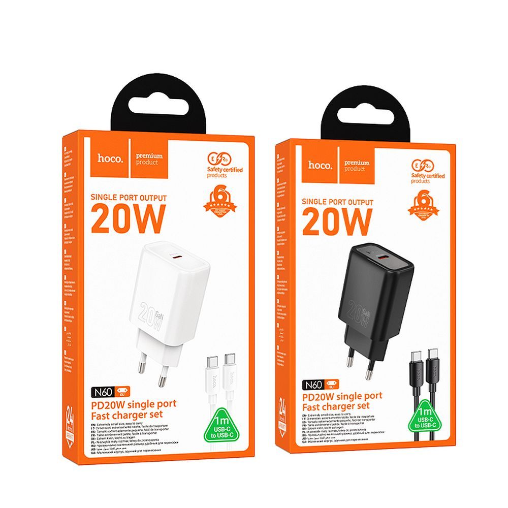 HOCO wall charger Type C + cable Type C to Lightning PD QC 20W N60 white