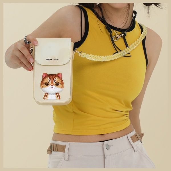 470448ad2412e12bf4e38c93c745bbd6 NIMMY phone bag BIG EYED PET 2.0 Cat khaki