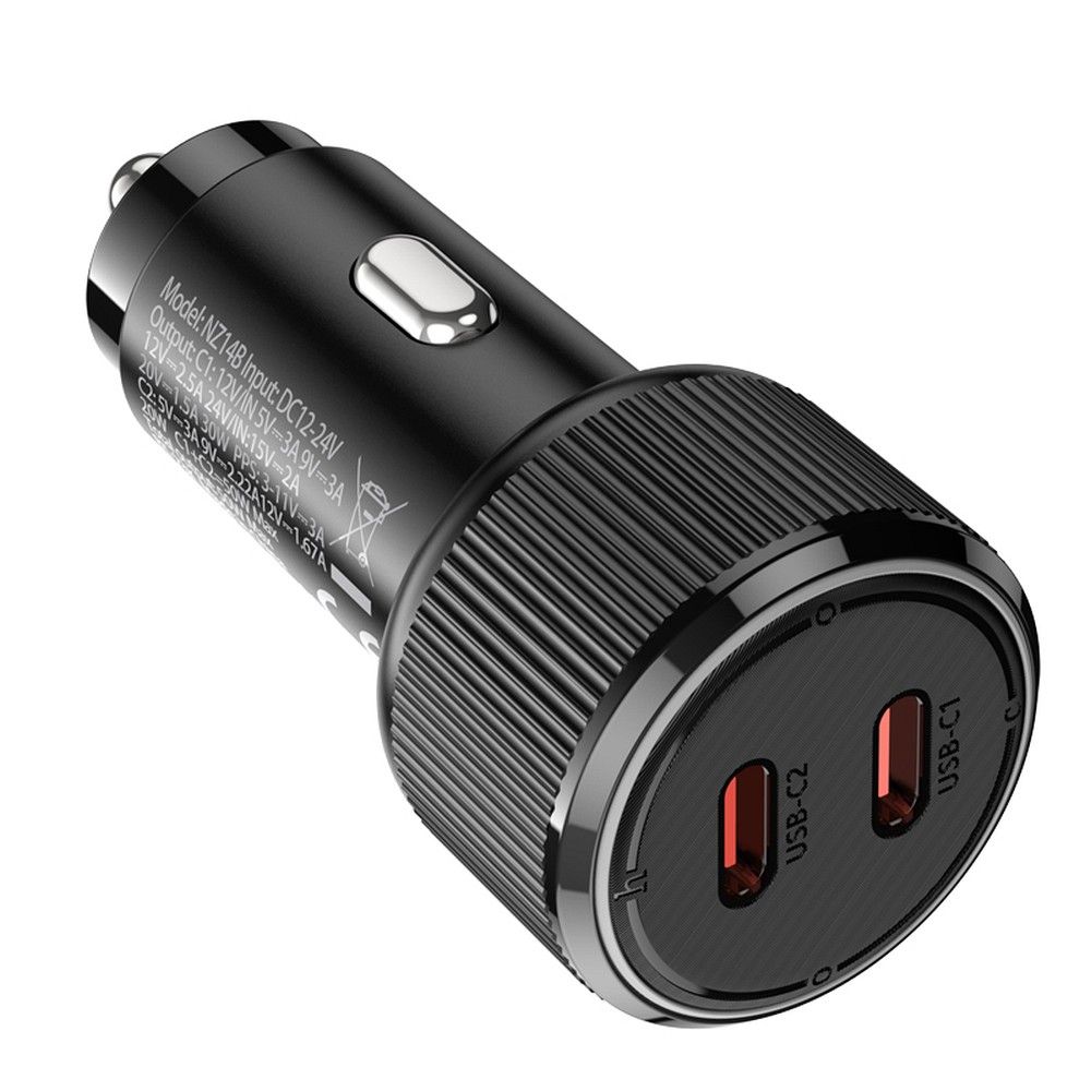 HOCO car charger 2 x Type C QC PD 50W NZ14B black