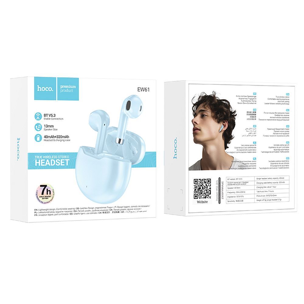 EOL HOCO wireless bluetooth earphones TWS EW61 blue